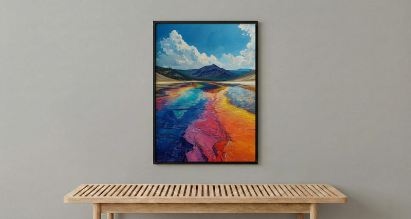 Yellowstone National Park Poster, Grand Prismatic Spring Decor - Colorful Rainbow Summer Nature Art
