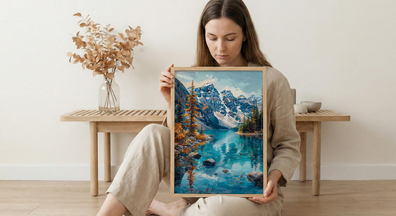 Banff Moraine Lake Art Print, Canadian Rocky Mountain Decor - Turquoise Water Summer Landscape