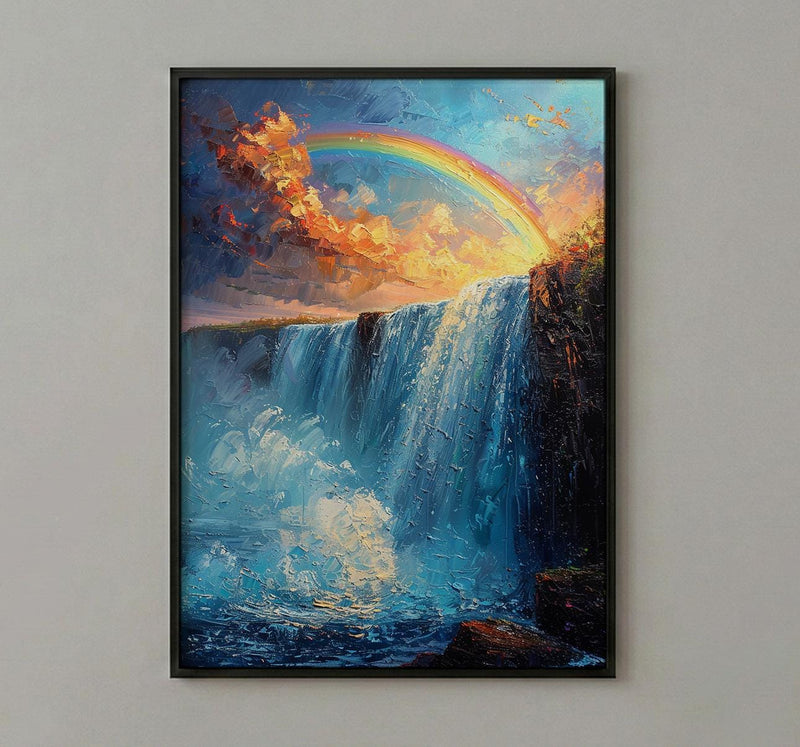 Niagara Falls Wall Art, Beautiful North America Travel Decor - Rushing Water Summer Rainbow