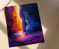 Antelope Canyon Art Print, Arizona Red Sandstone Travel Decor - Glowing Orange Light Beam