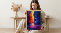 Antelope Canyon Art Print, Arizona Red Sandstone Travel Decor - Glowing Orange Light Beam