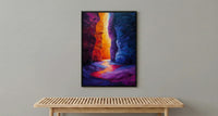 Antelope Canyon Art Print, Arizona Red Sandstone Travel Decor - Glowing Orange Light Beam