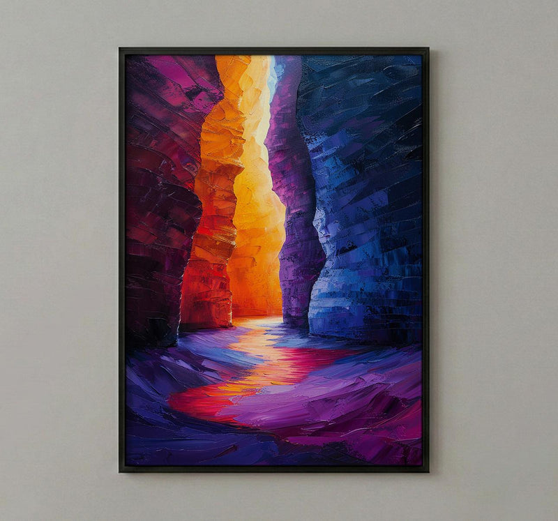 Antelope Canyon Art Print, Arizona Red Sandstone Travel Decor - Glowing Orange Light Beam