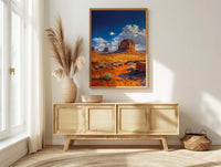 Monument Valley Wall Art, Western Desert Red Rock Decor - Bright Blue Summer Sky