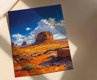 Monument Valley Wall Art, Western Desert Red Rock Decor - Bright Blue Summer Sky