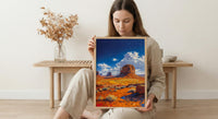 Monument Valley Wall Art, Western Desert Red Rock Decor - Bright Blue Summer Sky