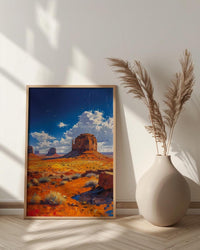 Monument Valley Wall Art, Western Desert Red Rock Decor - Bright Blue Summer Sky