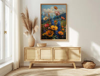 Rocky Mountain Nature Poster, Colorful Wildflower Meadow Summer Decor - Majestic Peak Landscape Art