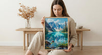 Glacier National Park Art Print, Majestic Montana Travel Decor - Lush Green Mountain Lake