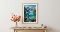 Glacier National Park Art Print, Majestic Montana Travel Decor - Lush Green Mountain Lake