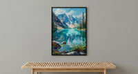 Glacier National Park Art Print, Majestic Montana Travel Decor - Lush Green Mountain Lake