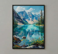 Glacier National Park Art Print, Majestic Montana Travel Decor - Lush Green Mountain Lake