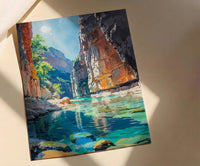 Zion National Park Wall Art, The Narrows Canyon Decor - Red Sandstone River Summer
