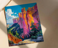 Bryce Canyon National Park Poster, Orange Hoodoo Rock Decor - Vibrant Summer Morning Landscape