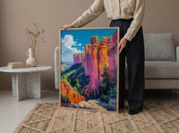 Bryce Canyon National Park Poster, Orange Hoodoo Rock Decor - Vibrant Summer Morning Landscape