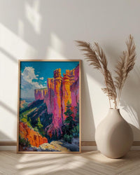 Bryce Canyon National Park Poster, Orange Hoodoo Rock Decor - Vibrant Summer Morning Landscape