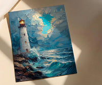 Acadia National Park Art Print, Maine Coast Lighthouse Decor - Crashing Ocean Wave Summer