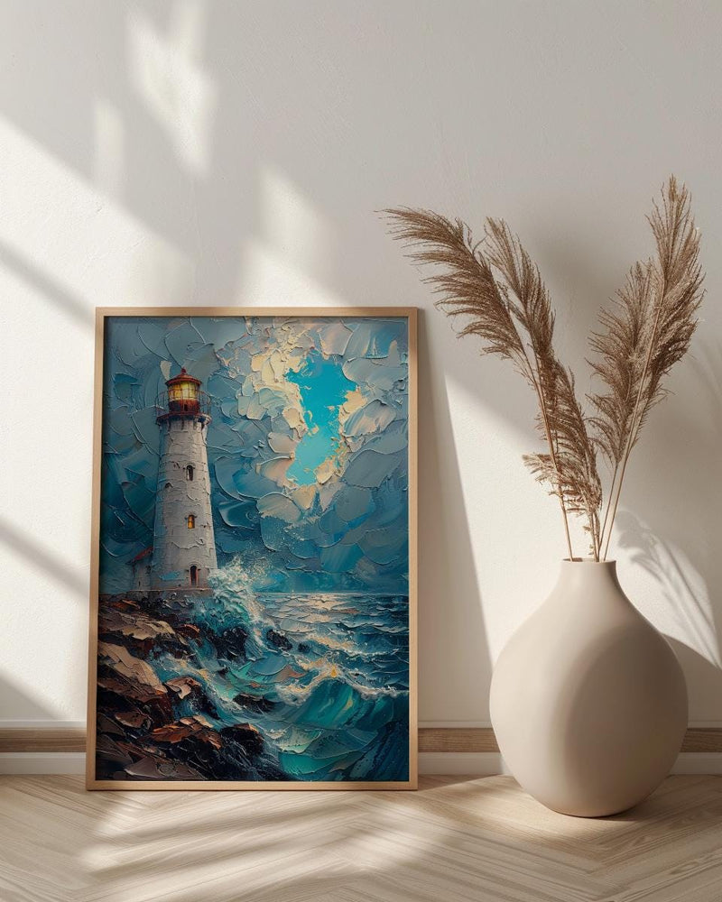 Acadia National Park Art Print, Maine Coast Lighthouse Decor - Crashing Ocean Wave Summer