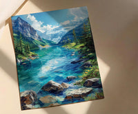 Lake Louise Canadian Rockies Poster, Emerald Green Water Decor - Bright Summer Mountain Landscape