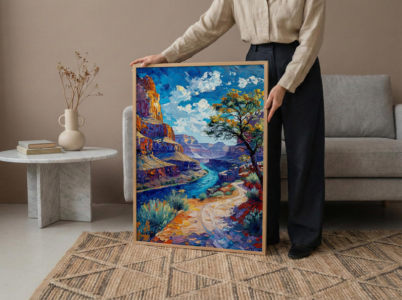 Horseshoe Bend River Wall Art, Arizona Red Canyon Decor - Deep Green Water Summer