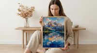 Grand Teton National Park Poster, Wyoming Mountain Lake Decor - Calm Summer Morning Landscape