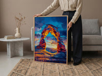 Arches National Park Wall Art, Utah Delicate Arch Decor - Bright Orange Sunset Landscape