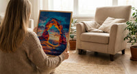 Arches National Park Wall Art, Utah Delicate Arch Decor - Bright Orange Sunset Landscape