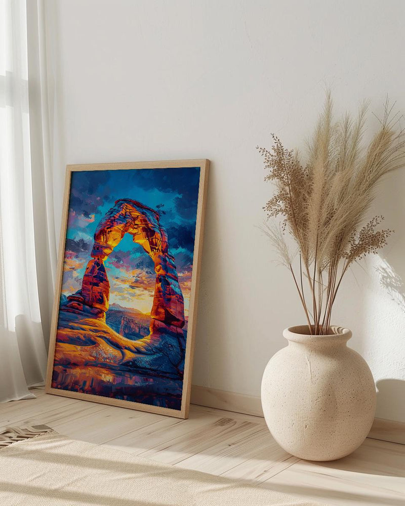 Arches National Park Wall Art, Utah Delicate Arch Decor - Bright Orange Sunset Landscape