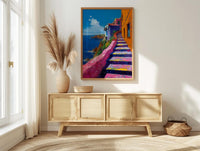 Valparaiso Wall Art, Chile Street Decor - Colorful Stairs