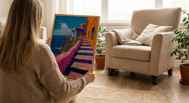 Valparaiso Wall Art, Chile Street Decor - Colorful Stairs