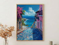 San Juan Art Print, Puerto Rico Wall Decor - Blue Door Poster