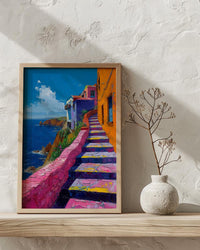 Valparaiso Wall Art, Chile Street Decor - Colorful Stairs