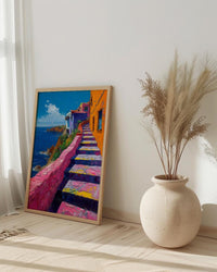 Valparaiso Wall Art, Chile Street Decor - Colorful Stairs