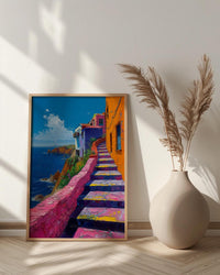 Valparaiso Wall Art, Chile Street Decor - Colorful Stairs
