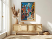 San Miguel Poster, Mexico Church Wall Decor - Pink Architecture Art