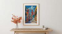 San Miguel Poster, Mexico Church Wall Decor - Pink Architecture Art