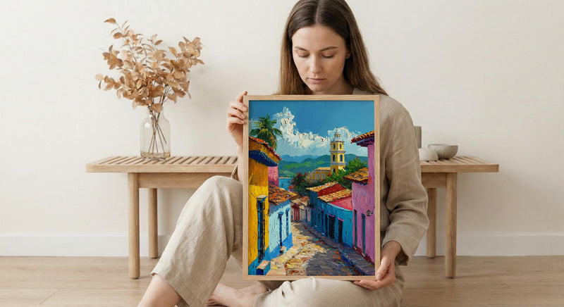 Trinidad Cuba Print, Rustic Street Wall Decor - Colonial Art