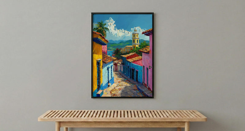 Trinidad Cuba Print, Rustic Street Wall Decor - Colonial Art