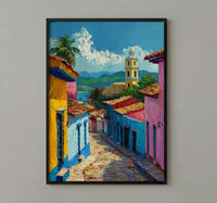 Trinidad Cuba Print, Rustic Street Wall Decor - Colonial Art