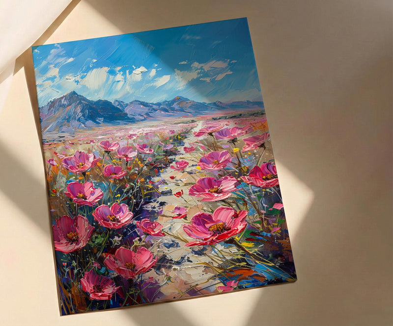 Atacama Desert Art Print, Chile Nature Wall Decor - Pink Floral Bloom
