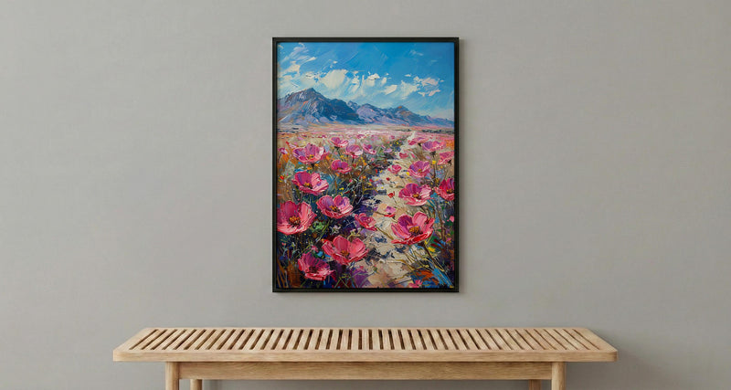 Atacama Desert Art Print, Chile Nature Wall Decor - Pink Floral Bloom