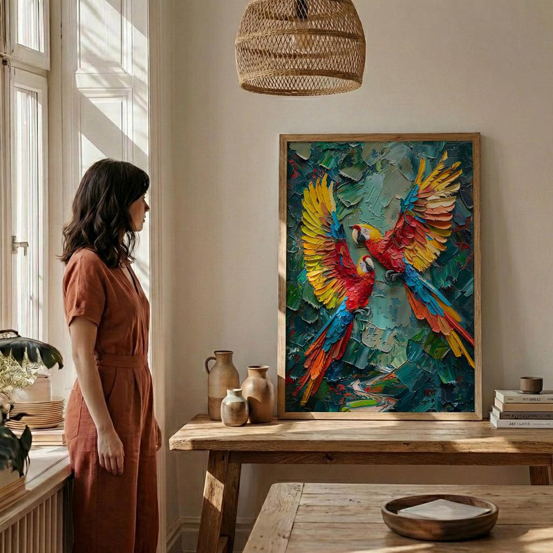 Scarlet Macaw Art, Mexico Wildlife Decor - Flying Parrot Print