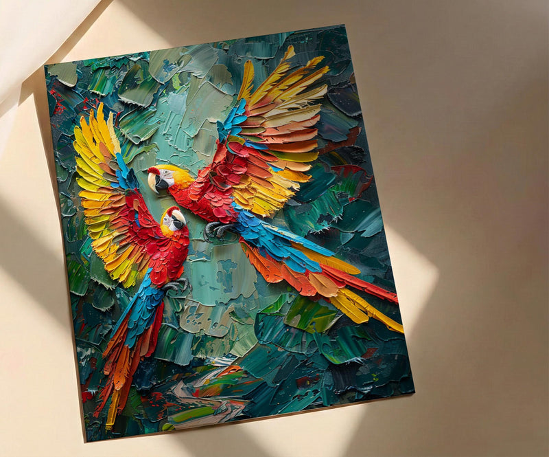 Scarlet Macaw Art, Mexico Wildlife Decor - Flying Parrot Print