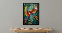 Scarlet Macaw Art, Mexico Wildlife Decor - Flying Parrot Print