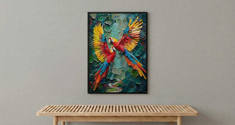 Scarlet Macaw Art, Mexico Wildlife Decor - Flying Parrot Print