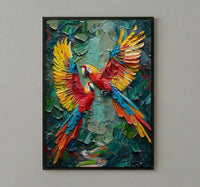 Scarlet Macaw Art, Mexico Wildlife Decor - Flying Parrot Print