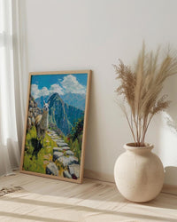Machu Picchu Llama, Peru Mountain Decor - Cute Animal Poster