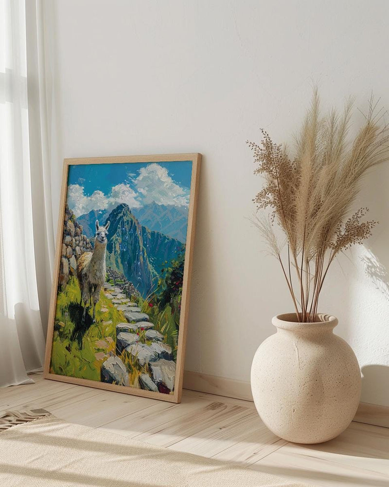 Machu Picchu Llama, Peru Mountain Decor - Cute Animal Poster