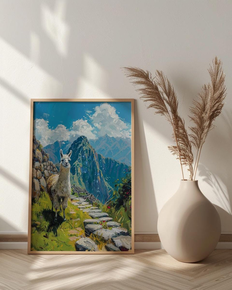 Machu Picchu Llama, Peru Mountain Decor - Cute Animal Poster