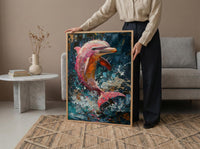 Pink River Dolphin Poster, Amazon Nature Wall Decor - Tropical Water Art